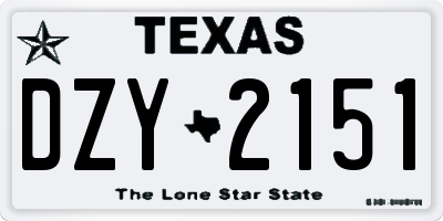 TX license plate DZY2151