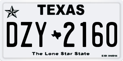 TX license plate DZY2160