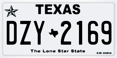 TX license plate DZY2169