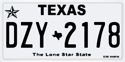 TX license plate DZY2178