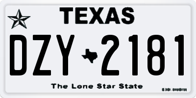 TX license plate DZY2181