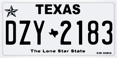 TX license plate DZY2183