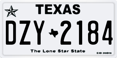 TX license plate DZY2184