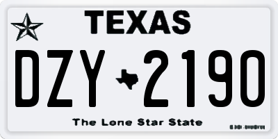 TX license plate DZY2190