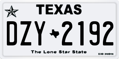 TX license plate DZY2192
