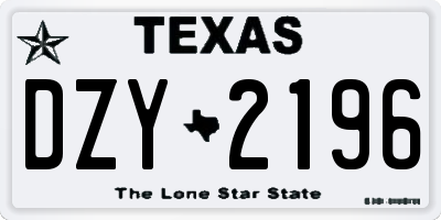 TX license plate DZY2196