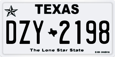 TX license plate DZY2198