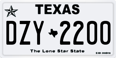 TX license plate DZY2200