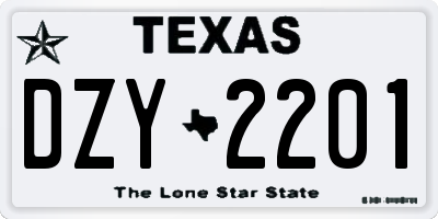 TX license plate DZY2201