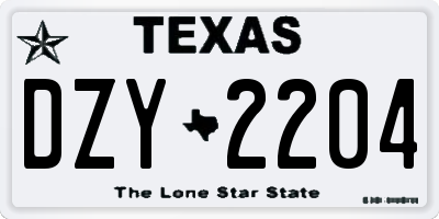 TX license plate DZY2204