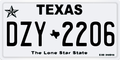 TX license plate DZY2206