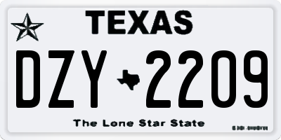 TX license plate DZY2209