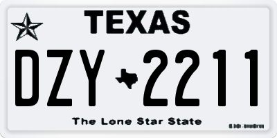 TX license plate DZY2211
