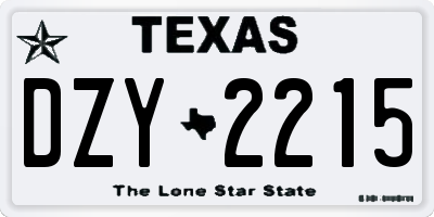 TX license plate DZY2215