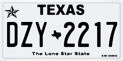 TX license plate DZY2217
