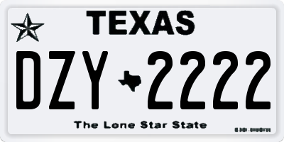 TX license plate DZY2222