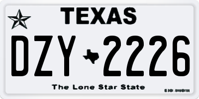 TX license plate DZY2226