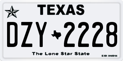 TX license plate DZY2228