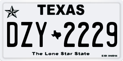 TX license plate DZY2229