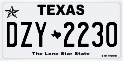 TX license plate DZY2230