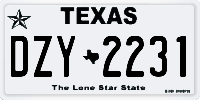 TX license plate DZY2231