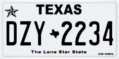 TX license plate DZY2234