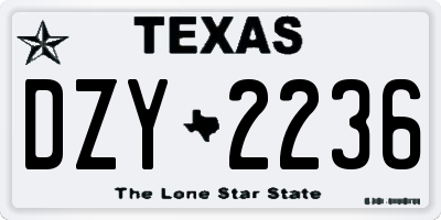 TX license plate DZY2236
