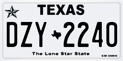 TX license plate DZY2240