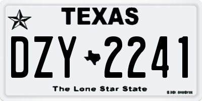 TX license plate DZY2241