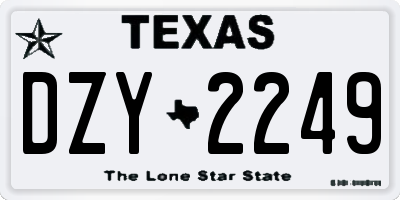 TX license plate DZY2249