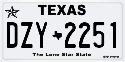 TX license plate DZY2251