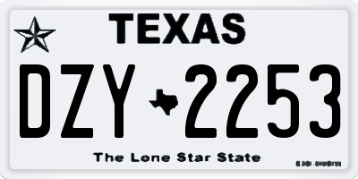 TX license plate DZY2253