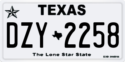 TX license plate DZY2258