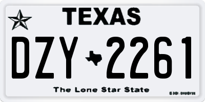 TX license plate DZY2261
