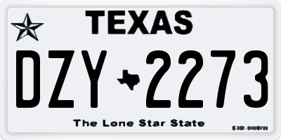TX license plate DZY2273
