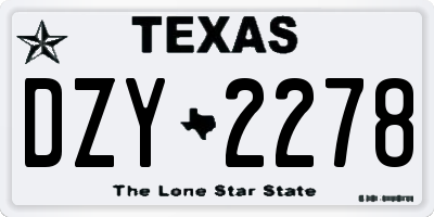 TX license plate DZY2278