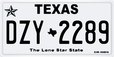TX license plate DZY2289