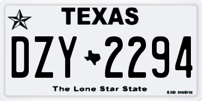 TX license plate DZY2294