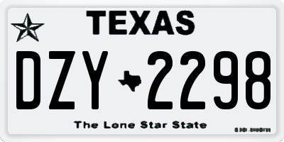 TX license plate DZY2298