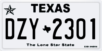 TX license plate DZY2301