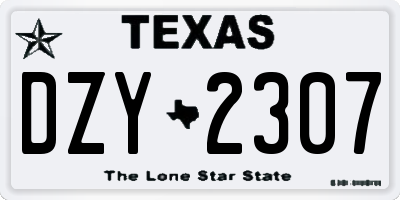 TX license plate DZY2307