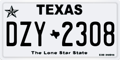 TX license plate DZY2308