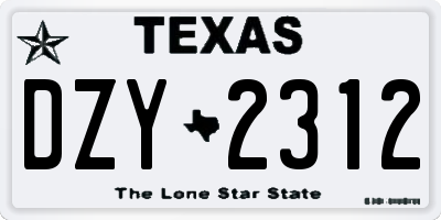 TX license plate DZY2312