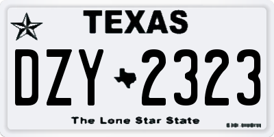 TX license plate DZY2323