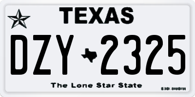 TX license plate DZY2325