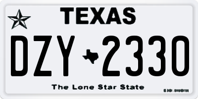 TX license plate DZY2330