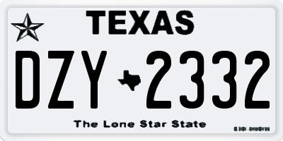TX license plate DZY2332