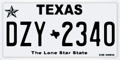 TX license plate DZY2340