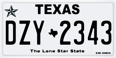 TX license plate DZY2343