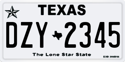 TX license plate DZY2345
